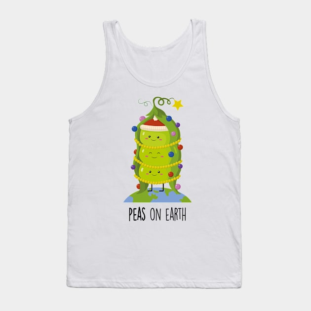 Peas on Earth Cute Pea Pun T-shirt Tank Top by Sarah's Simulacrum